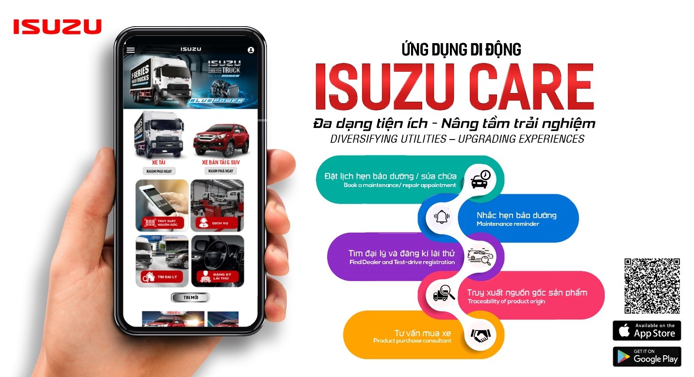 The presence of ISUZU CARE on App Store and Google Play